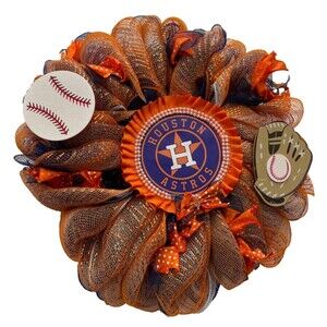 Houston Astros Wreath ,16" Diameter Door Welcome Sign
